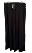 H Halston Women&#39;s Relax Fit Dress Pants Soft w/ Gold Button Detail Size XL Black - £19.56 GBP
