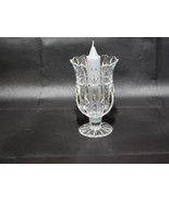 Vintage 7&quot; Tulip Hurricane Style Ruffle Vase Candle Holder By Block Crystal - $21.58