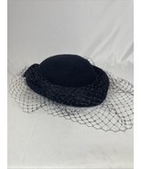 Vintage Geo W Bollman Hat Doeskin Felt  Wool Black Bow And Veil Church F... - $711.31 MXN