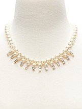 New Banana Republic Glass Pearl Gold Tone Brass Necklace17&quot; with 2&quot; Extender - £35.57 GBP