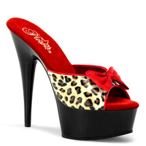 PLEASER DELIGHT-601-6 Women&#39;s 6&quot; Heel Platform Two Tone Slide W/ Bow Shoes - $57.95