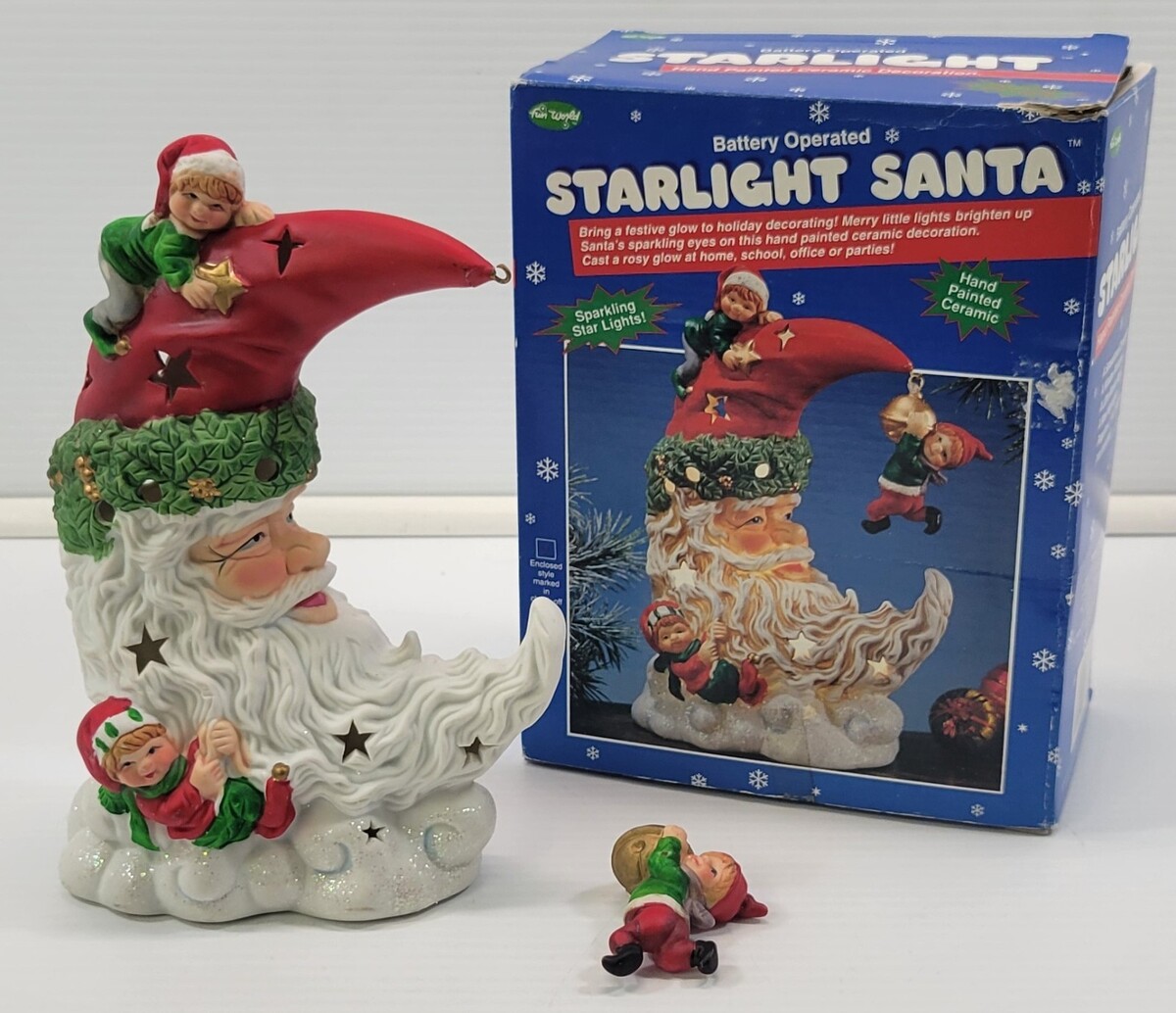 Fun World Starlight Santa Ceramic Battery Operated Light Up Christmas De... - $9.89