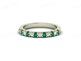 Emerald Eternity Solid 925 Silver Unique Anniversary Gift Ring For Women Jewelry - £38.89 GBP