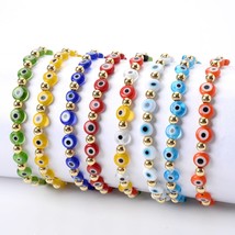 10Pcs New Fashion Colorful Turkish Eyes Charm Bracelets Resin Beads Bracelet For - £29.92 GBP