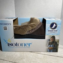 Isotoner Womens Microsuede Fur Memory Foam Mule Clog Slipper - £18.78 GBP