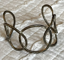 Sterling Circle Link Cuff Bracelet Open Circles Hammered Mexico 925 - £35.60 GBP