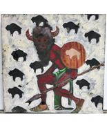Nocona Burgess Original Painting – Buffalo Warrior – Signed Acrylic on C... - $450.00