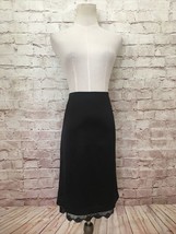 LUXE Arden B Womens Sz 6 High Waist Seamed Black Satin Pencil Lace Hem Skirt NEW - £21.86 GBP