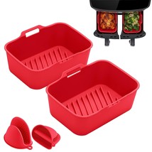 2-Pack Silicone Air Fryer Liners, Heavy-Duty Air Fryer Silicone Pots, Reusable A - £22.30 GBP