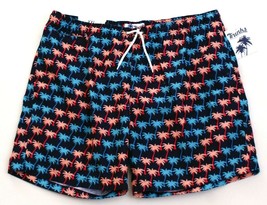 Trunks Surf &amp; Swim Co. Blue Diagonal Palms Brief Lined Swim Shorts Trunks Men&#39;s  - £42.21 GBP
