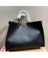 Handheld Tote Bag Peekaboo Black Caramel Large Capacity Retro Women&#39;s Bag - $150.00