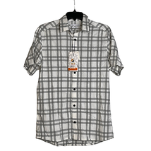 Zara Shirt Size Small Relaxed Fit Button Front SS Gray White Plaid MCS Mens - £18.61 GBP