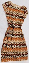 Tacera Brown And Orange Short Sleeve Dress with Rope Tie Size Small - $16.63