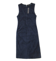 NWT Alice + Olivia Leather Suede Sheath in Navy Blue Sleeveless Dress 6 $1095 - £109.00 GBP