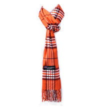 Orange - Winter Unisex 100% Cashmere Wool Tartan Wrap Scarf Plaid Scarves - £14.25 GBP