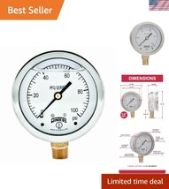 2.5&quot; Industrial Pressure Gauge - Liquid Filled, 304 Stainless Steel, 0-1... - $39.00