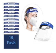 10 Pack Reusable Face Shield Visor, Adjustable Elastic Headband Anti Dus... - £6.75 GBP