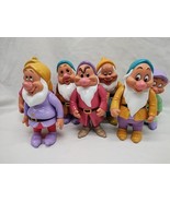 Set Of (7) Vintage Snow White Seven Dwarves Rubber Plastic Posable Figur... - $34.65