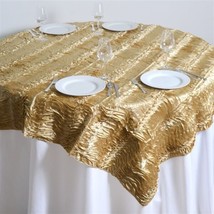 Champagne Satin Raised Waves 72X72&quot;&quot;Table Overlay Unique Wedding Party T... - £32.74 GBP