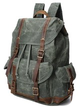 Vintage High Quality  Oil Wax Canvas Fashion Student Bag Laptop Male Backpack - £76.77 GBP