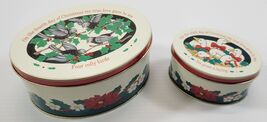 I) Vintage Lot of 2 Christmas Holiday Oval Tins Days of Christmas - $9.89
