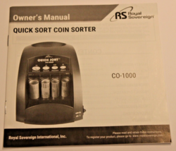 OWNER’S MANUAL - ROYAL SOVEREIGN CO-1000 QUICK SORT COIN SORTER - $3.00