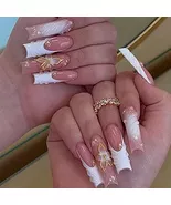 Long Square Press on Nails,Handmade Acrylic Press on Nails with Designs - €18,86 EUR