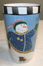 Sakura  Coffee Tea Mug 16 oz   Christmas Snowman Skating - $8.33