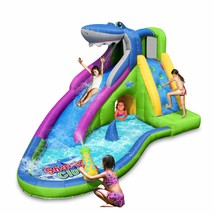 Inflatable Water Slide, Shark Bounce House With Slide For Wet And Dry, P... - £459.18 GBP