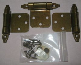 3 Brass Snap Self Closing Overlay Frame Wrap Hinge Lot Cabinet Door 3613151 - $8.40