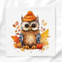 Fall Owl Quilt Block Image Printed on Fabric Square FFP74961 - $5.00+