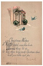 Christmas Wishes w Bluebirds 1924 Antique Postcard w/ 1c stamp Vintage - £7.72 GBP