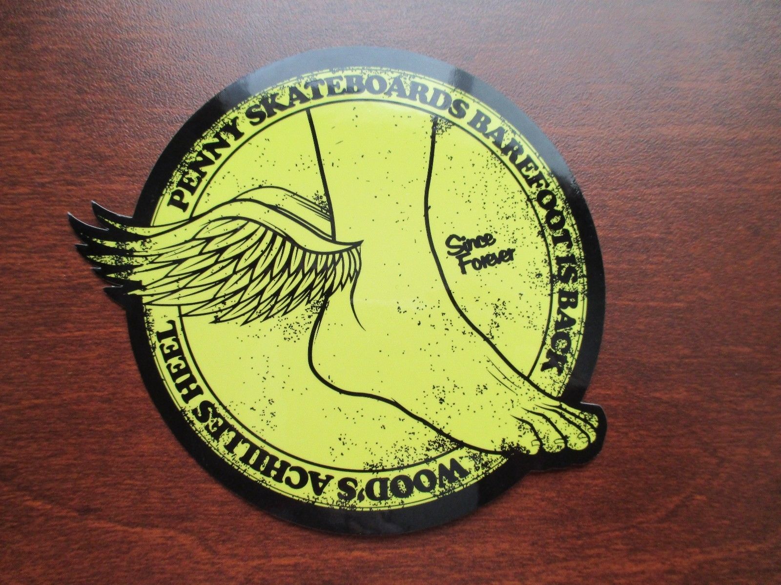 PENNY ORIGINAL SKATEBOARD Sticker ~ Achilles Heel ~ YELLOW 3 1/2 x 4in D... - $2.49