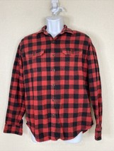 American Eagle Men Size M Red/Black Check Button Up Thick Shirt Long Sleeve - $4.50