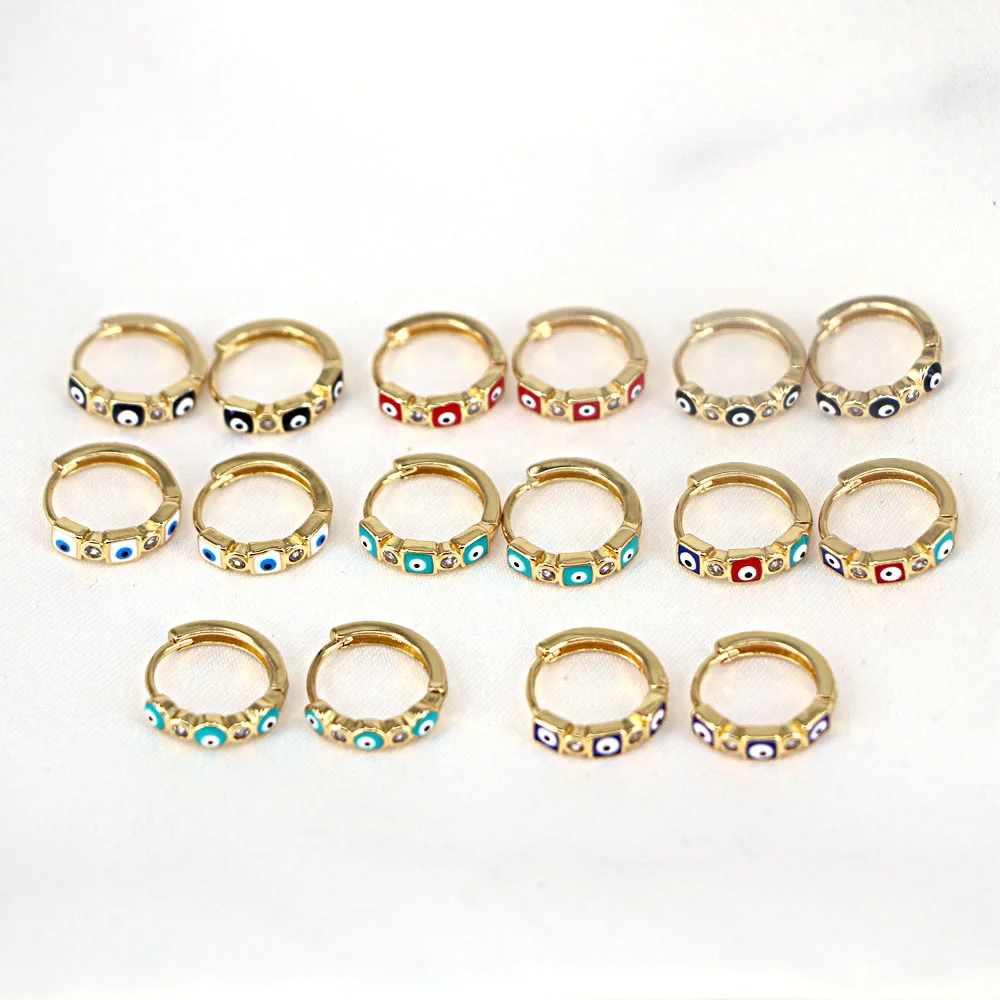 10 Pairs, Vintage Cute Enamel Round Eye Stud Earrings For Women Colorful Lucky T - £44.33 GBP