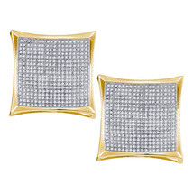 10k Yellow Gold Round Diamond Cluster Square Kite Screwback Earrings 2.0... - $1,899.00