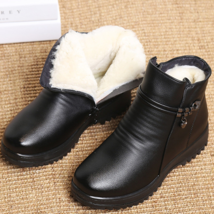 Solid Black Women Snow Boots Metal Classic Furry Winter Shoes Female Ankle Boots - £41.10 GBP
