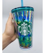 Starbucks Summer Iridescent Forest Dreamscape &amp; Leaves Green Coffee Tumb... - $24.99