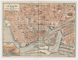 1910 Original Antique Map Of City Of Le Havre / France - £17.11 GBP