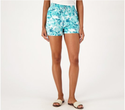 Denim &amp; Co. Beach Quick Dry Shorts w/ Attached Brief (AquaTieDyeFlr, 6) A590007 - £7.08 GBP