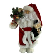 Christmas Santa Claus Holding Doll Bag of Toys 18&quot; Tall Holiday Red Whit... - $24.75