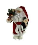 Christmas Santa Claus Holding Doll Bag of Toys 18&quot; Tall Holiday Red Whit... - $28.71