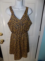 Moonlight Blue/Gold Elephant Print Dress Size L Women&#39;s EUC - £17.93 GBP