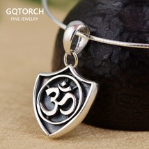 Buddism Real Pure 925 Sterling Silver Women Om Mani Padme Hum Pendant Amulet Han - £26.69 GBP