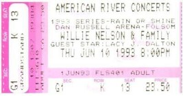 Willie Nelson Concierto Ticket Stub June 10 1993 Folsom California - £34.84 GBP