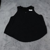 Torrid Shirt Womens 4 Black Sleeveless Blouse Stripe Round Neck Ruffle Tie - £23.26 GBP