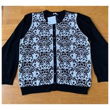 Croft and Barrow Black White Button Down Classic Cardigan Sweater, Size XL - £17.82 GBP