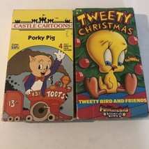 Looney Toons Vhs Tapes Lot Of 2 Porky Pig Tweety Bird - £5.46 GBP