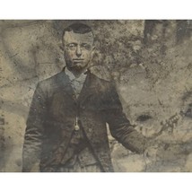 Antico Tintype Fotografia Uomo Con Suit E Tasca Orologio - £32.12 GBP