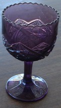 Beautiful Amethyst Glass Footed Compote, Vgc, Great Pattern - Very Pretty Piece - $29.69